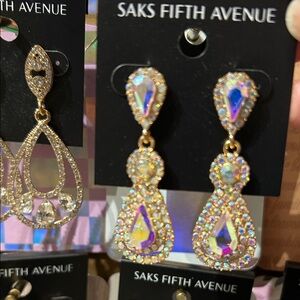 Saks Fifth Avenue Gold and Iridescent Teardrop Earrings